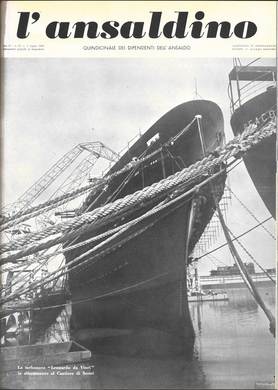 Copertina - La turbonave "Leonardo da Vinci" in allestimento al cantiere di Sestri